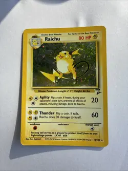 Pokemon TCG Raichu Base Set Holo Rare Card 14/102 Vintage - Image 1