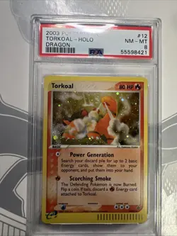 Pokemon Card Torkoal Holo Rare PSA 8 NM-Mint, Ex Dragon #12, 2003 - Image 1