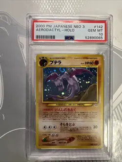 PSA 10 GEM MINT 2000 PM JAPANESE NEO 3 AERODACTYL-HOLO POKEMON TRADING CARD - Image 1