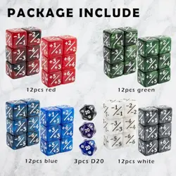 51 Pieces MTG Counter Dice Plus 1 Life Counters +1/+1 Tokens 6 Sided Dice Set - Image 4
