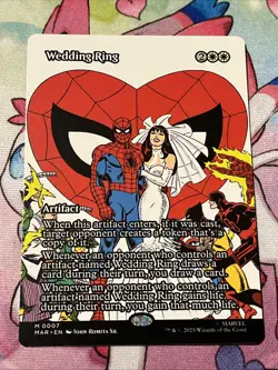 Wedding Ring - M 0007 - Borderless - Non-Foil - Spider-Man - MTG - Artifact - Image 1
