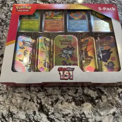 🔥Pokemon Scarlet & Violet - 151 (5-Pack) Mini Tins w/ 4 Promos Costco Bundle🔥 - Image 1