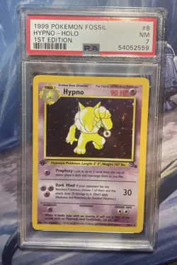 1999 Pokemon Fossil #8 Hypno Holo 1st Edition PSA 7 - Image 1