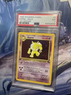 1999 Pokemon Fossil #8 Hypno Holo 1st Edition PSA 7 - Image 2