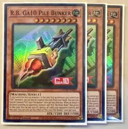 Yugioh! 3x R.B. Ga10 Pile Bunker DOOD-EN092 Super Rare 1st Ed NM - Image 1