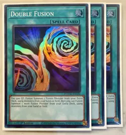 Yugioh! 3x Double Fusion DOOD-EN100 Super Rare 1st Ed NM - Image 1