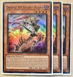 Yugioh! 3x DoomZ VII Seven - Elara DOOD-EN010 Super Rare 1st Ed NM - Image 1