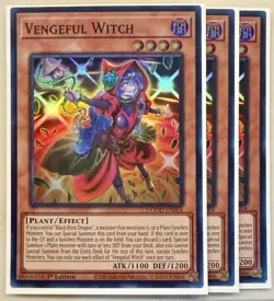 Yugioh! 3x Vengeful Witch DOOD-EN004 Super Rare 1st Ed NM - Image 1