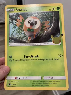 FIRST PARTNER ALOLA Pokemon Jumbo Rowlet Oversized Card 25th Anniversary MINT - Image 1