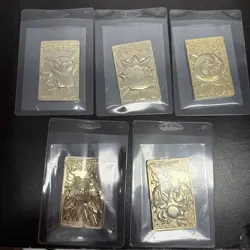 (Set of 5) 1999 23k Gold Plated Pokemon Cards Pikachu Charizard Togepi - Image 1