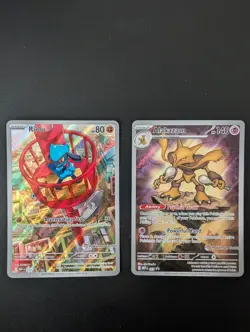 Pokemon Center Riolu and Alakazam Stamped Promo 009, 010 Mega Evolution Cards - Image 1