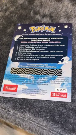 Shiny Koraidon Or Miraidon Pokemon Scarlet Violet Code Card - Unscratched - Image 2
