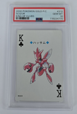 2000 Japanese Pokemon Scizor King of Clubs 212 Gold Playing Card PSA 10 Gem Mint - Image 1