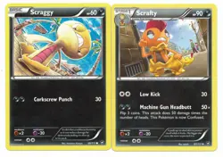 Pokemon Cards: Scrafty 67/111 & Scraggy 66/111 Furious Fists Evolution Set! EX - Image 1
