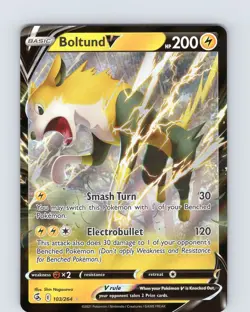 Pokemon TCG Boltund V SWSH Fusion Strike 103/264 Ultra Holo Rare Card NM - Image 1