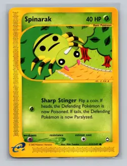 Vintage Rare 2002 Spinarak 111/147 e-Reader Series Aquapolis Pokemon Card - LP - Image 1
