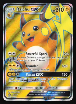 Pokemon Raichu GX SM90 Sun & Moon Full Art Holo Black Star Promo HP - Image 1
