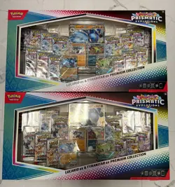 Pokemon Prismatic Evolutions Lucario Ex Tyranitar Ex Premium Collection Lot of 2 - Image 1