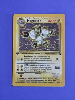 Pokemon TCG Magneton 1st Edition Holographic Fossil Set 11/62 - Image 1