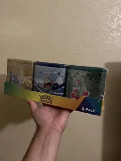 Pokemon TCG Costco Stacking 3 Tins Evolving Skies Fusion Strike Brilliant Stars - Image 1