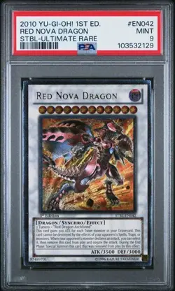 YuGiOh GRADED 2010 Red Nova Dragon STBL-EN042 1st Ed Ultimate Rare MINT 9 PSA - Image 1