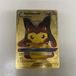 Pokemon Gold Foil Fan Art Card PIKACHU COSPLAY Mega Lucario 625HP #009 - Image 1