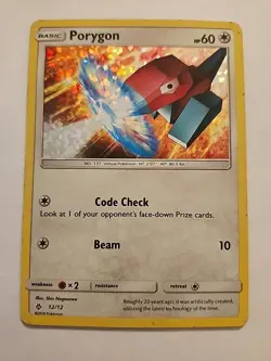 Pokemon TCG PORYGON Card McDonald's Promo 2018 Holo 12/12 LP+ - Image 1