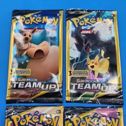Pokemon Sun and Moon Team Up 3 Card Mini Booster Packs Complete Art Set Lot of 4 - Image 2
