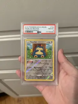 PSA 8 Pokemon Snorlax Reverse Holo #158/214 Unbroken Bonds Sun&Moon Card Pikachu - Image 1