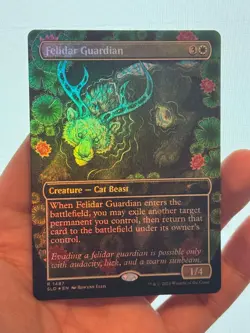 1X FOIL Felidar Guardian BORDERLESS MINT MTG Magic Secret Lair Beauty of Beasts - Image 1