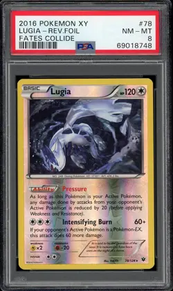 2016 Pokemon X & Y XY Fates Collide Lugia Reverse Foil Holo #78 PSA 8 NM-MT - Image 1
