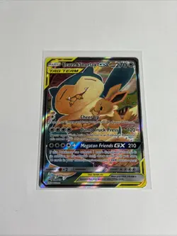 Pokemon TCG Tag Team Eevee&Snorlax GX SM169 Promo Holo Full Art - Image 1