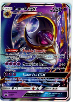 Pokemon TCG Lunala GX SM17 Sun & Moon Black Star Promo Light Play - Image 1