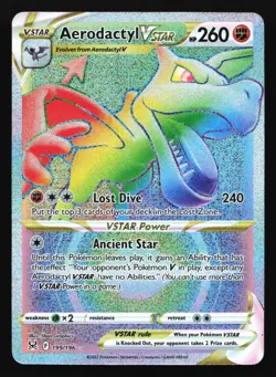 Pokemon Aerodactyl VSTAR 199/196 Lost Origin Rainbow Secret Rare Holo MP - Image 1