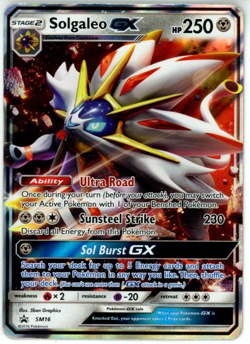 Pokemon TCG Solgaleo GX SM16 Sun & Moon Black Star Promo DAMAGED - Image 1