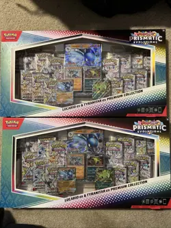 POKEMON PRISMATIC EVOLUTIONS LUCARIO & TYRANITAR PREMIUM COLLECTION LOT OF 15! - Image 1