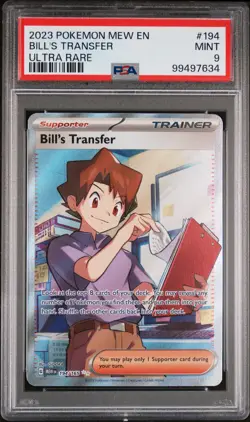 2023 POKEMON MEW EN-151 ULTRA RARE #194 BILL'S TRANSFER PSA 9 - Image 1