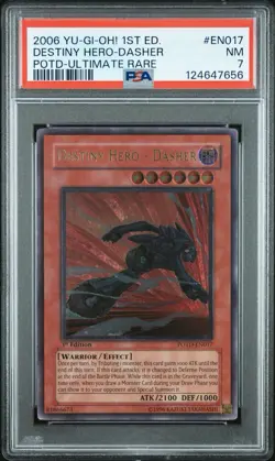 2006 Yu-Gi-Oh! Destiny Hero - Dasher POTD 1st Edition UTR PSA 7 - Image 1