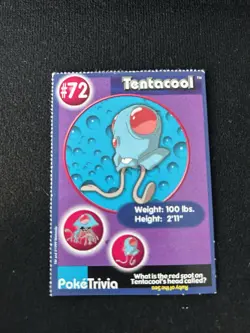 1999 Pokemon Burger King PokeTrivia Movie Card '#72 Tentacool', Original 151 - Image 1
