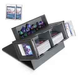 MTG Deck Box, MTG Commander Card Deck Box with Commander Display, Black Grey - Image 1