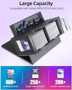 MTG Deck Box, MTG Commander Card Deck Box with Commander Display, Black Grey - Image 4