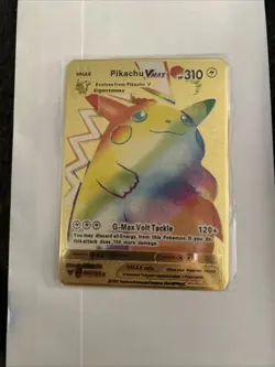 Pokemon Pikachu VMAX HP310 Gold Metal Card Collectible Display - Image 1