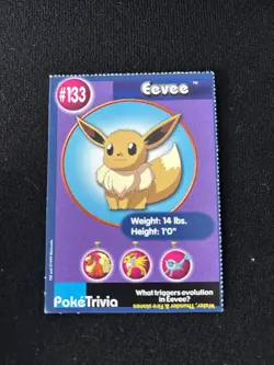 Pokemon Eevee 1999 Burger King PokeTrivia Trading Card #133 - Image 1