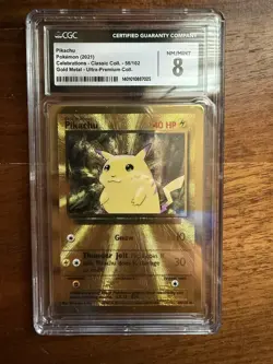 Pikachu Gold Metal Card Celebrations UPC Lromo 58/102 CGC 8 - Image 1
