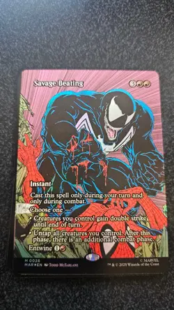 MTG Savage Beating (Borderless FOIL) - Marvel Eternal-Legal (MAR) M #0026 - Image 1