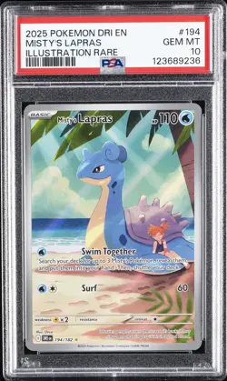 2025 POKEMON DRI EN-DESTINED RIVALS ILLUSTRATION RARE #194 MISTY'S LAPRAS PSA 10 - Image 1