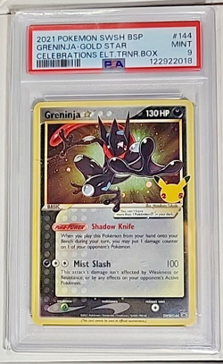2021 Pokemon SWSH BSP Greninja Gold Star Celebrations #144 PSA 9 - Image 1