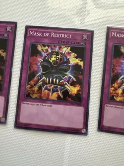 Yugioh Mask of Restrict OP02-EN010 Super Rare Unlimited Near Mint X 3 - Image 3