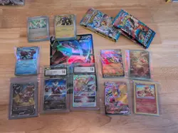 Pokemon Mixed Card Lot - Graded, Mega Evolution, Radiant Collection, 12 Packs - Image 1
