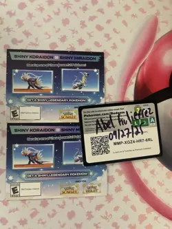 Shiny Koraidon & Miraidon GameStop Code Card Pokemon Scarlet Violet x2 - Image 1